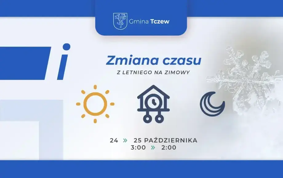Zmiana czasu z letniego na zimowy w gminie Tczew